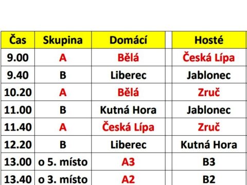 Sobota 3. února – 70. ročník turnaje mužů O pohár Máchova kraje, Bělá pod Bezdězem