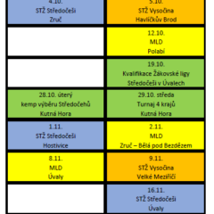 Termíny turnajů a zápasů starších žáků a mladších dorostenců od září do prosince 2025